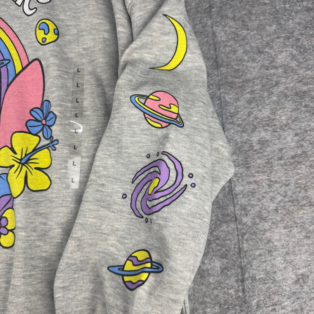 Disney Stitch Feelin Cosmic Gray‎ Graphic Sweatshirt Womens Large Space Galaxy - Picture 3 of 6